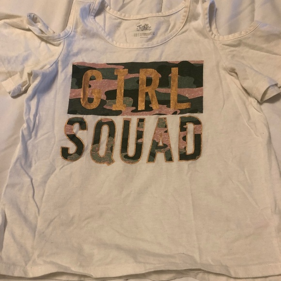Justice off the shoulder top, size 12 girls, white camo - Picture 1 of 2